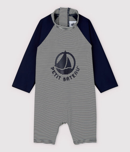 Babies' Unisex UV-Proof Eco-Friendly Swimsuit SMOKING blue/MARSHMALLOW white