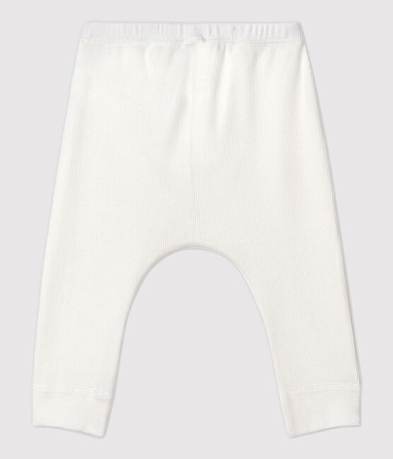 Babies' Organic Cotton 2x2 Rib Knit Leggings MARSHMALLOW white