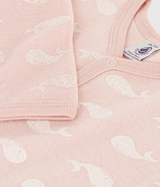 Velour Pink Whale Sleepsuit SALINE /MARSHMALLOW