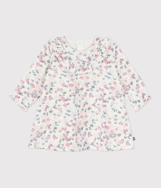 Babies' long sleeved floral-print cotton dress MILK /MULTICO