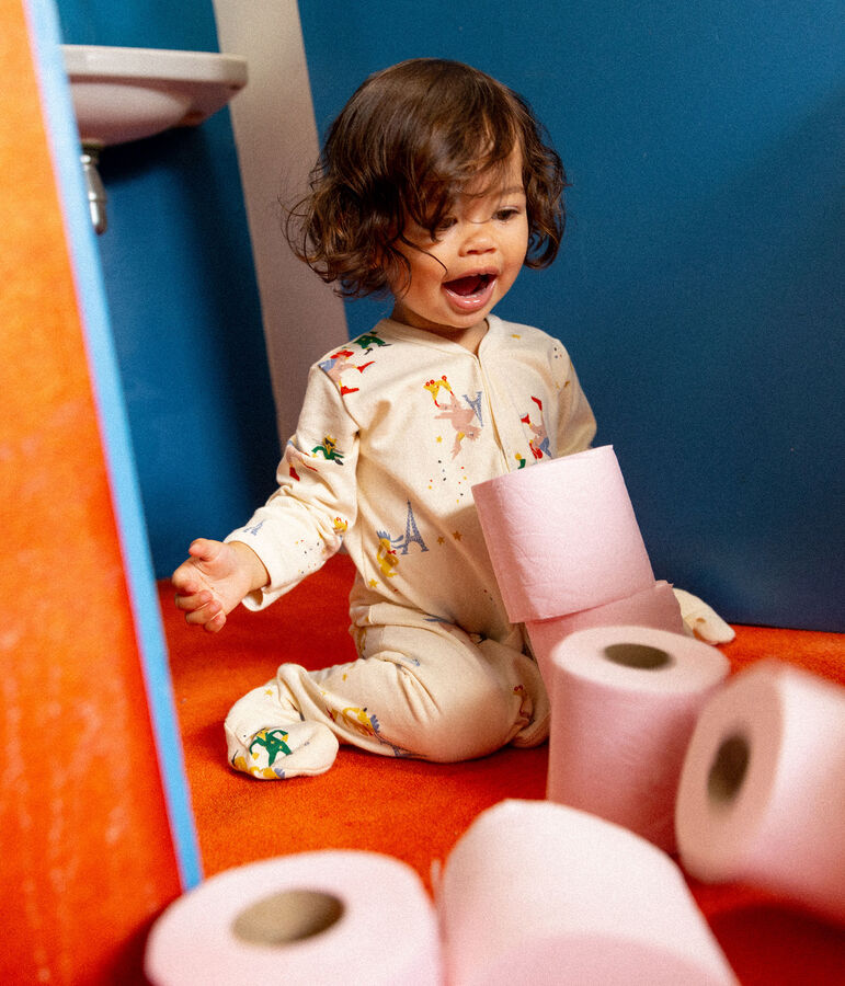 Babies' Paris Themed Fleece Sleepsuit Ecru/multicolor