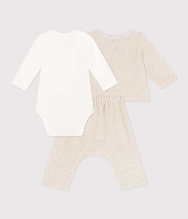 Babies' Velour Three-Piece and Bodysuit MONTELIMAR CHINE