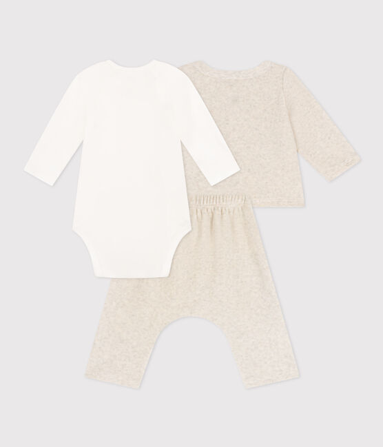 Babies' Velour Three-Piece and Bodysuit MONTELIMAR CHINE beige
