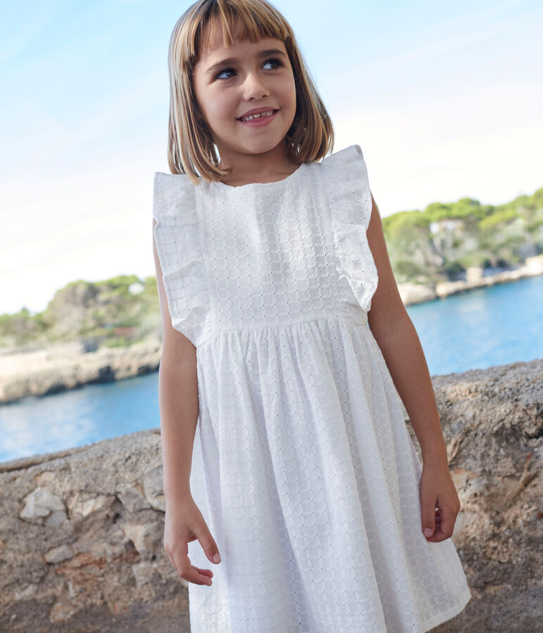 Children's sleeveless cotton dress MARSHMALLOW white