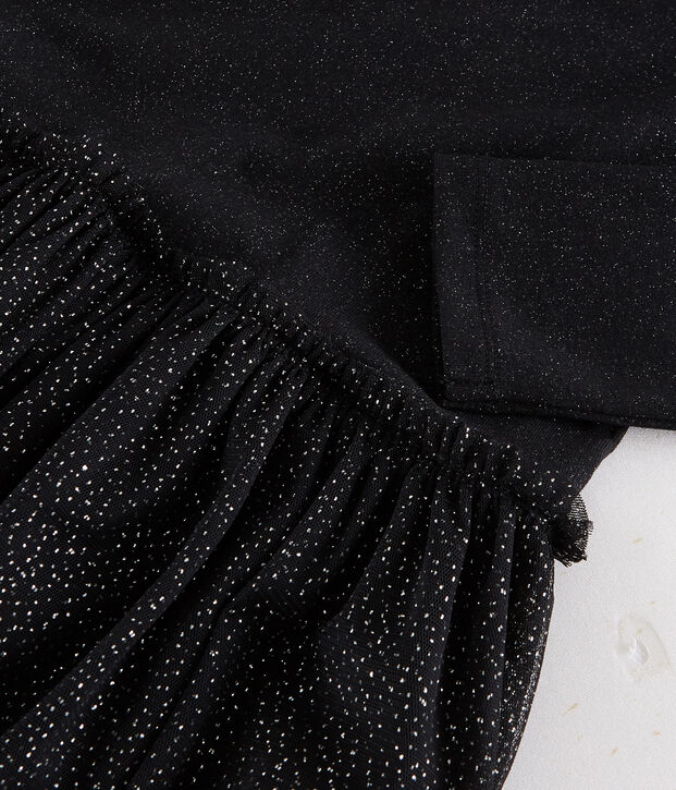 Women's dual fabric tulle dress black/yellow