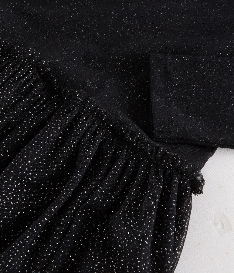 Women's dual fabric tulle dress black/yellow