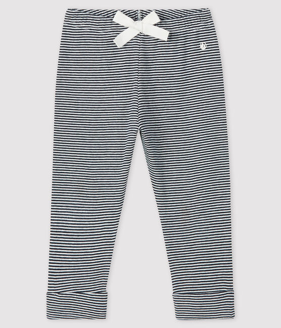 Baby girl's pinstriped trousers SMOKING blue/MARSHMALLOW white