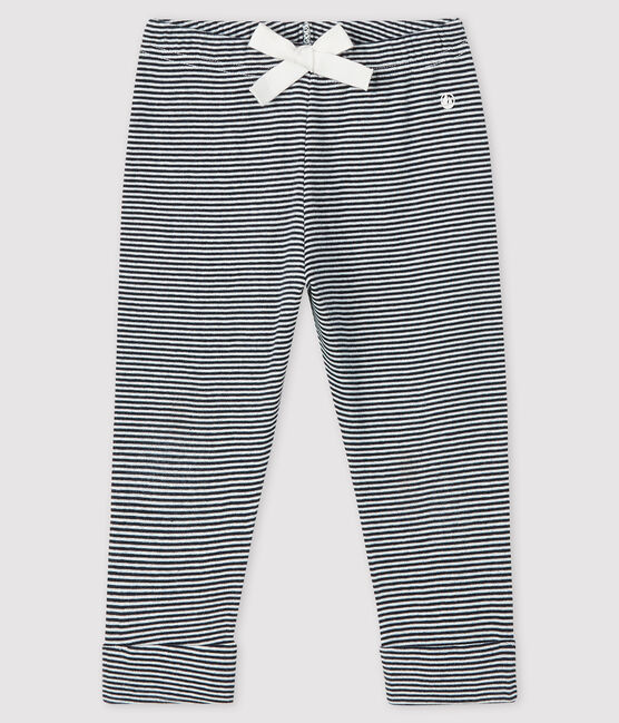 Baby girl's pinstriped trousers SMOKING blue/MARSHMALLOW white