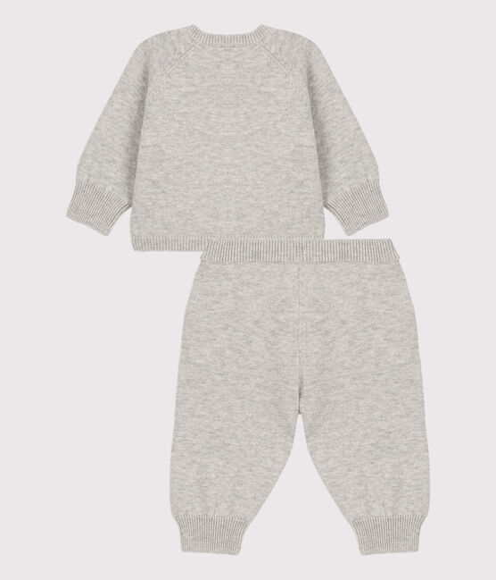 Babies' Wool/Cotton Knit Clothing - 2-Piece Set BELUGA CHINE grey