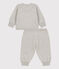 Babies' Wool/Cotton Knit Clothing - 2-Piece Set BELUGA CHINE grey