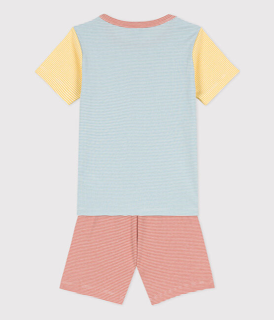 Children's Unisex Three-Tone Pinstriped Cotton Short Pyjamas MIMI /MULTICO