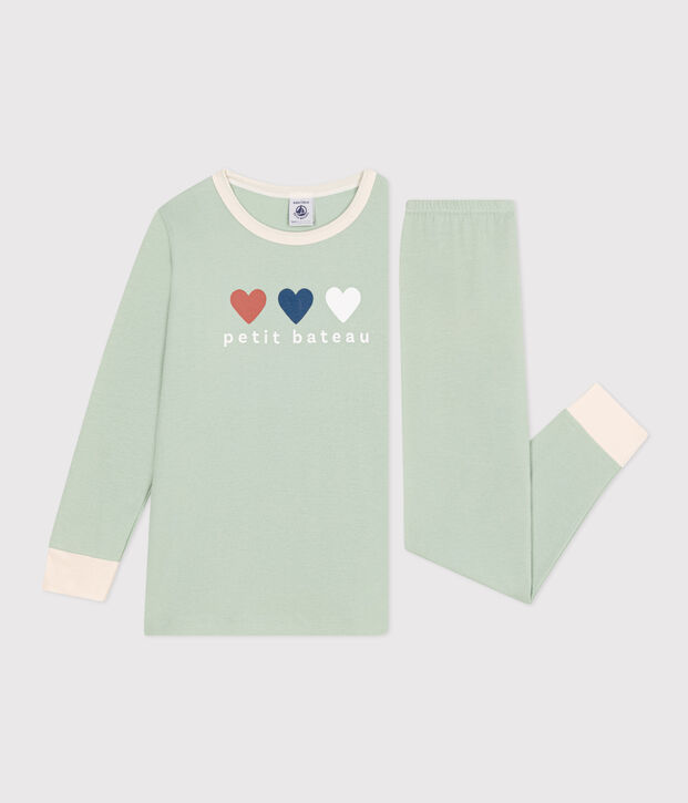 Children's Plain Cotton Pyjamas green