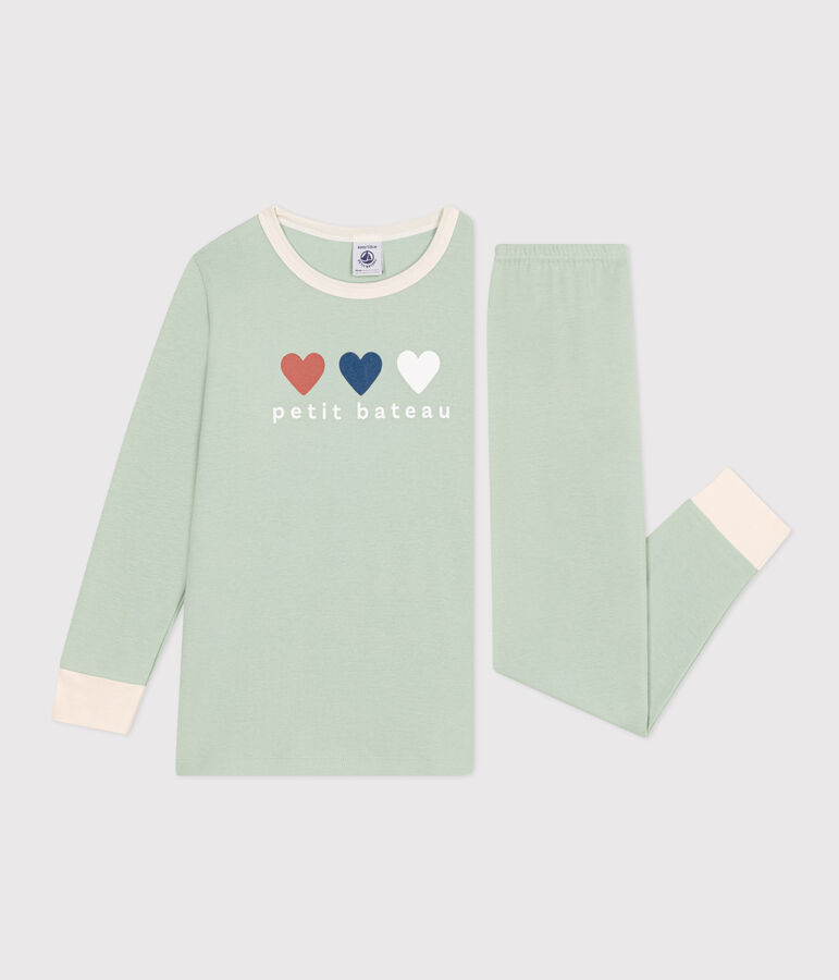 Children's Plain Cotton Pyjamas green