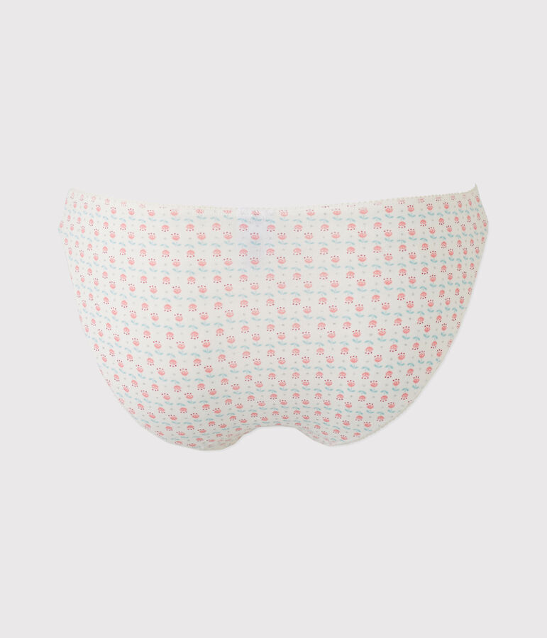 Girl's printed panties in stretch jersey white/multicolor