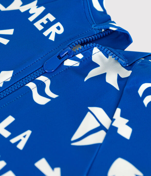 Babies' beach print UV protection T-shirt blue/white