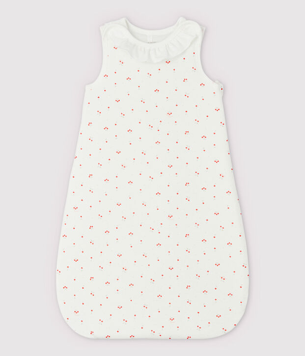 Babies' Organic Cotton Cherry Pattern Sleeping Bag with Little Collar white/multicolor