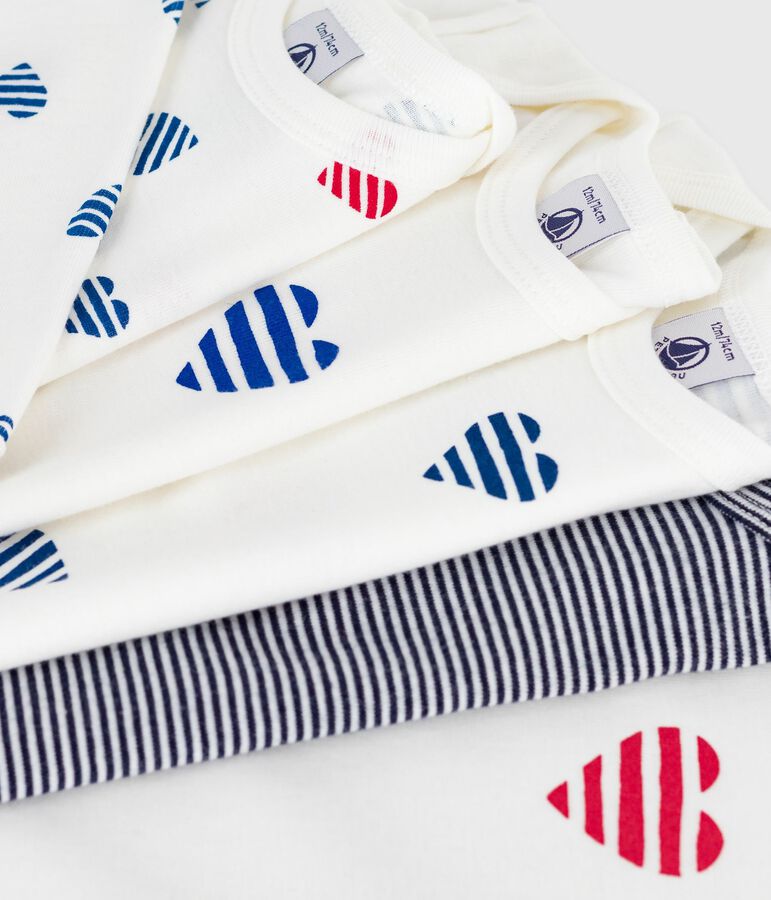 Pack of long-sleeved heart-print cotton bodies for babies multicolor