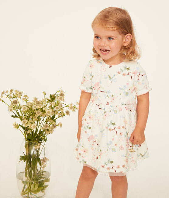 Baby girls' printed dress MARSHMALLOW white/MULTICO white