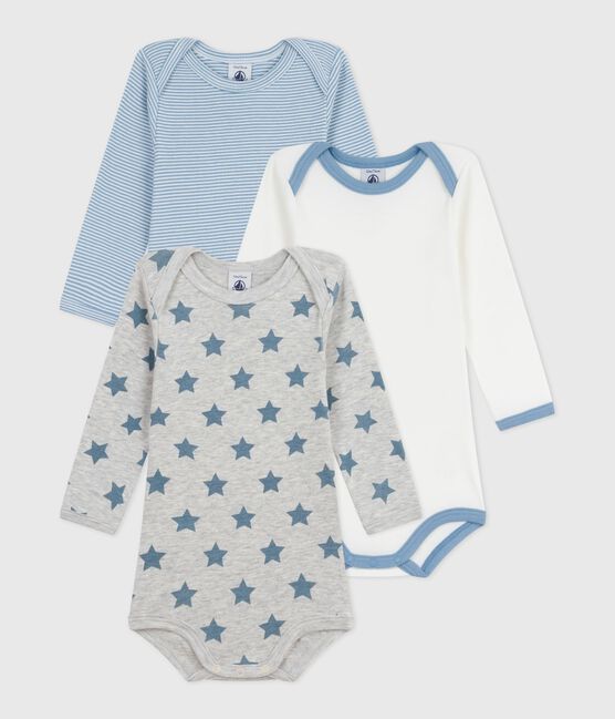 Pack of babies' long-sleeved star-print cotton bodies variante 1