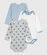 Pack of babies' long-sleeved star-print cotton bodies