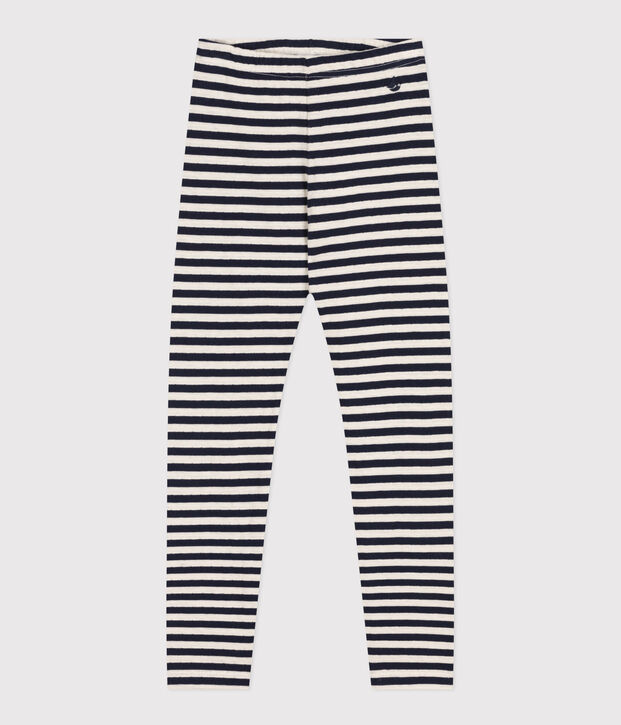 Girls' tube knit leggings blue/white