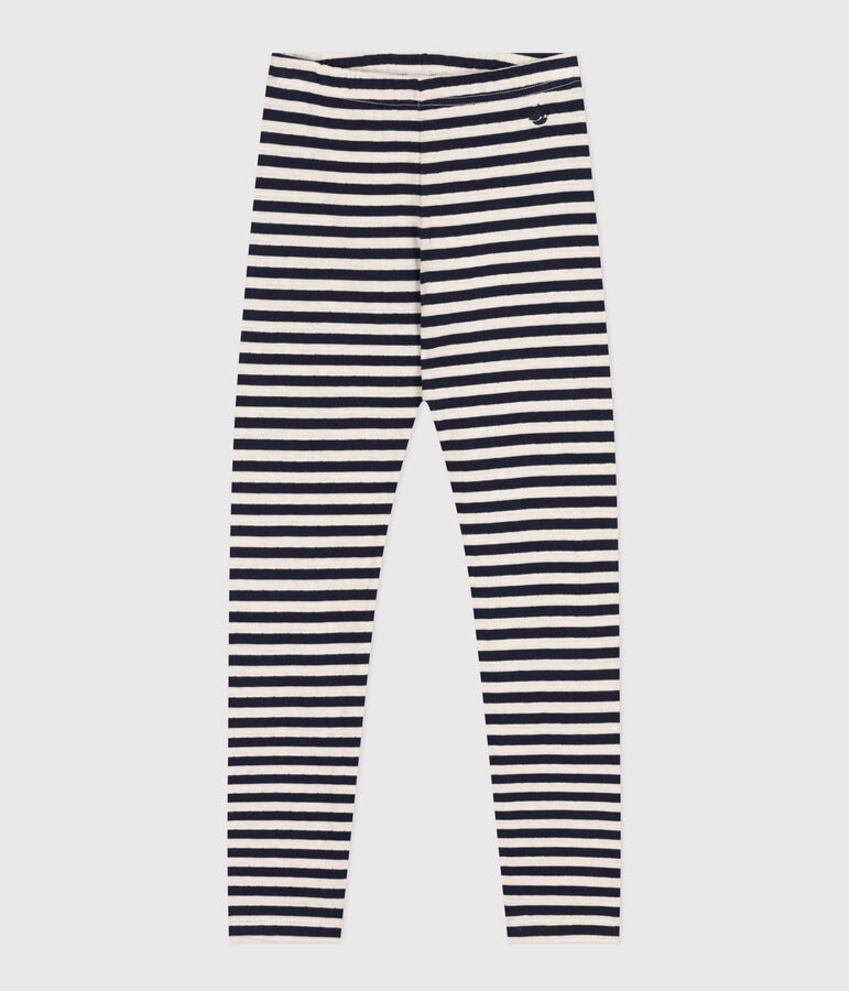 Girls' tube knit leggings blue/white