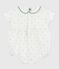 Babies' short-sleeved spotty print cotton rompers with a collar MARSHMALLOW white/MULTICO white