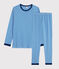 Unisex Pinstriped Ribbed Pyjamas RUISSEAU blue/MARSHMALLOW white