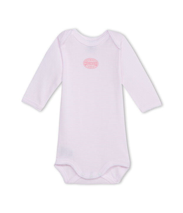 Baby girl long-sleeve bodysuit in milleraies stripe pink/white