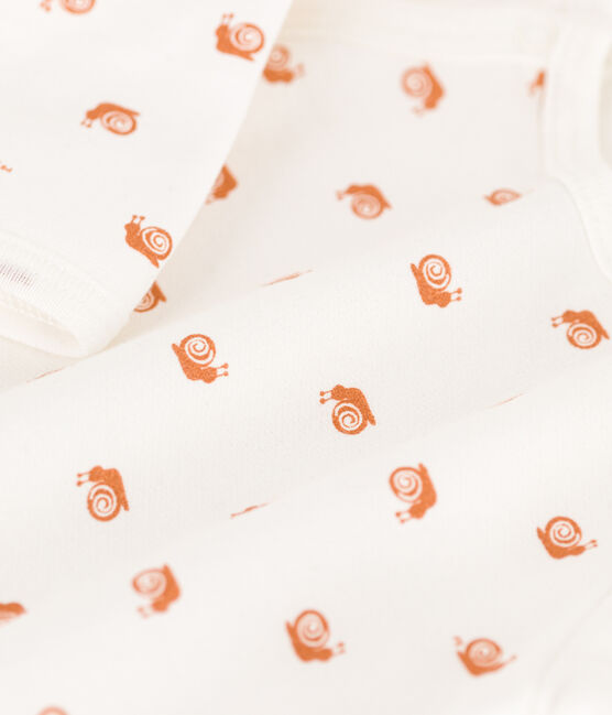 Babies' Fleece Patterned Sleepsuit MARSHMALLOW white/ECUREUIL