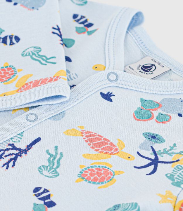 Babies' glow in the dark marine print cotton pyjama suit blue/multicolor