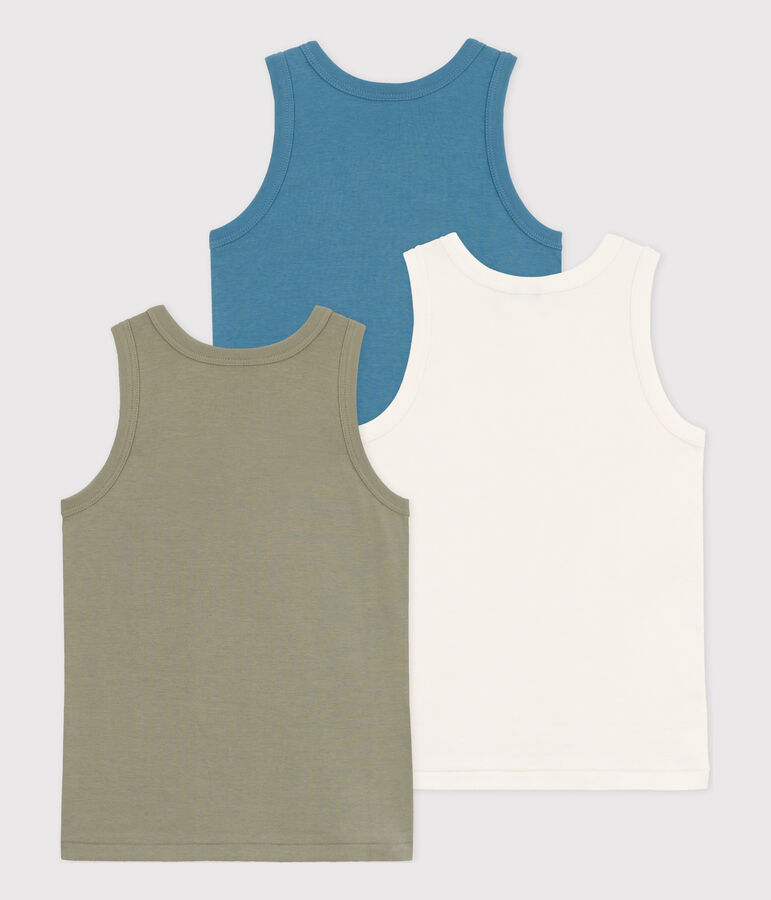 Boys' Plain Cotton Vests - 3-Pack multicolor