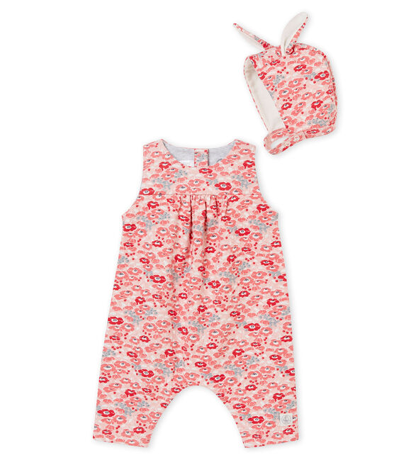 Baby girl's long dungarees and bonnet variante 1