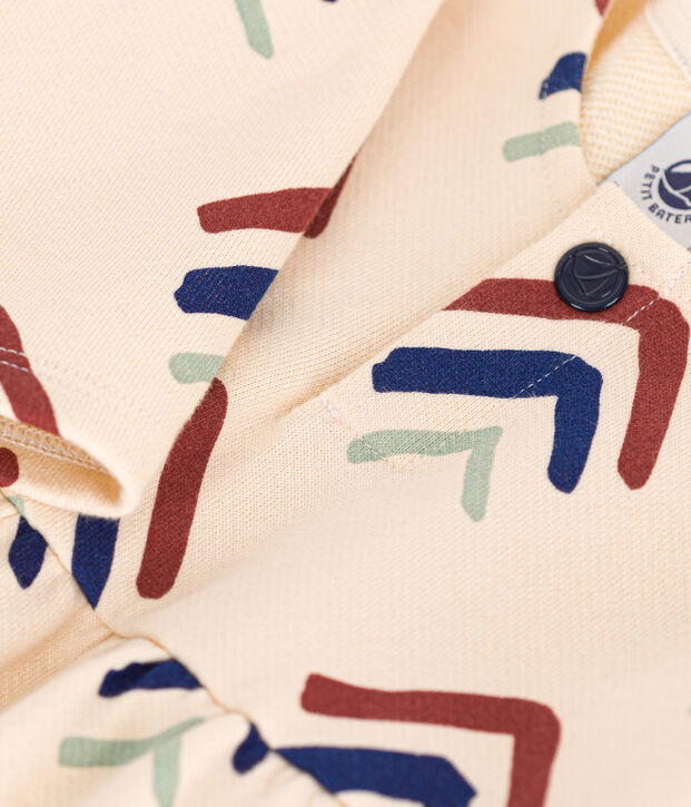 Babies' Long-Sleeved Fleece Dress Ecru/multicolor