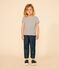 Girls' Stripy Slub Jersey T-shirt AVALANCHE white/SMOKING blue