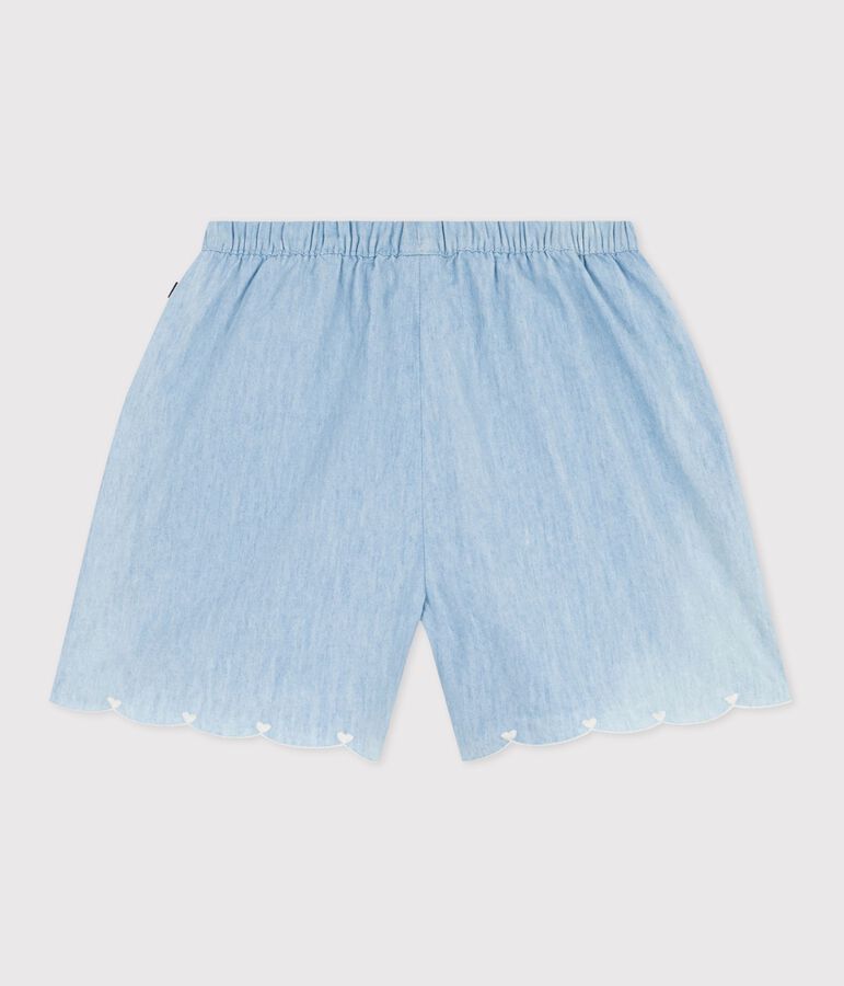 Children's plain cotton shorts BLEU CLAIR blue