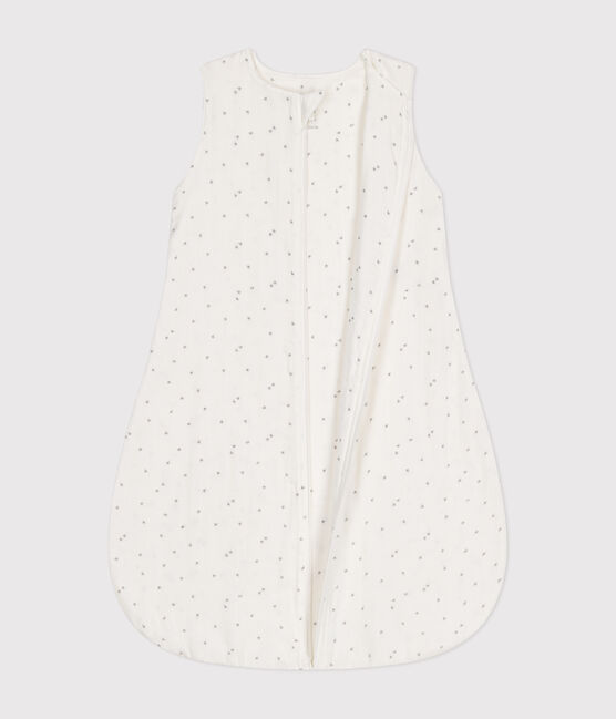 Babies' 1 TOG printed cotton sleeping bag MARSHMALLOW white/MISTIGRI white