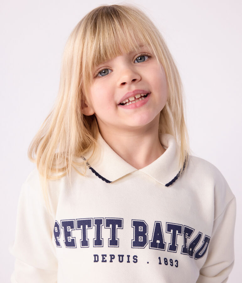 Children's printed cotton sweatshirt Ecru