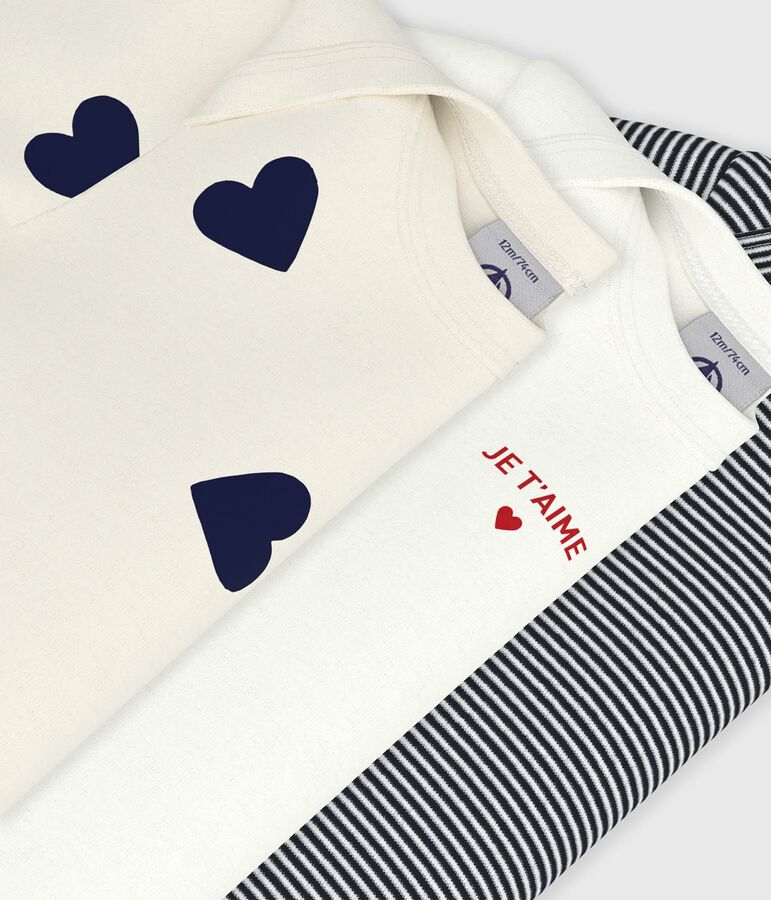 Pack of babies' short-sleeved heart print cotton bodies multicolor