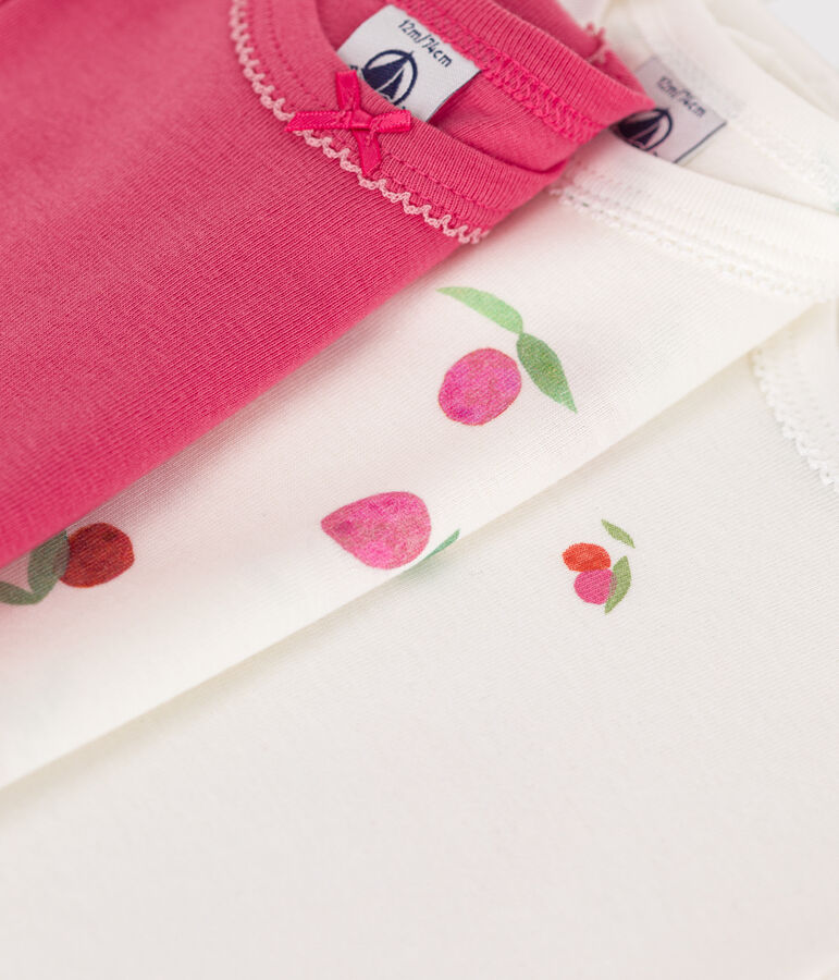 Babies' short-sleeved floral cotton bodies - 3-pack multicolor