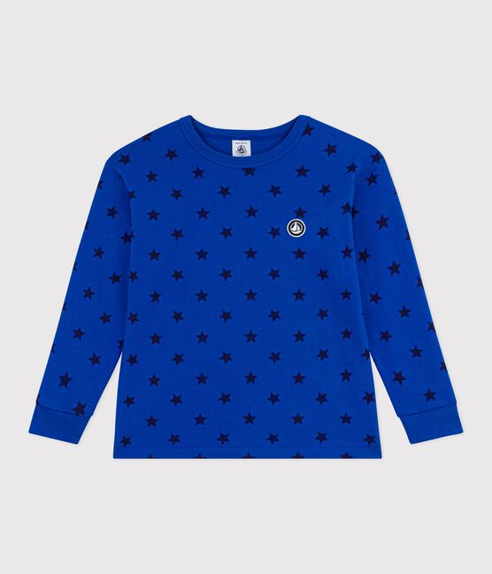 Children's long-sleeved printed cotton T-shirt OLYMPIC+SOIR blue