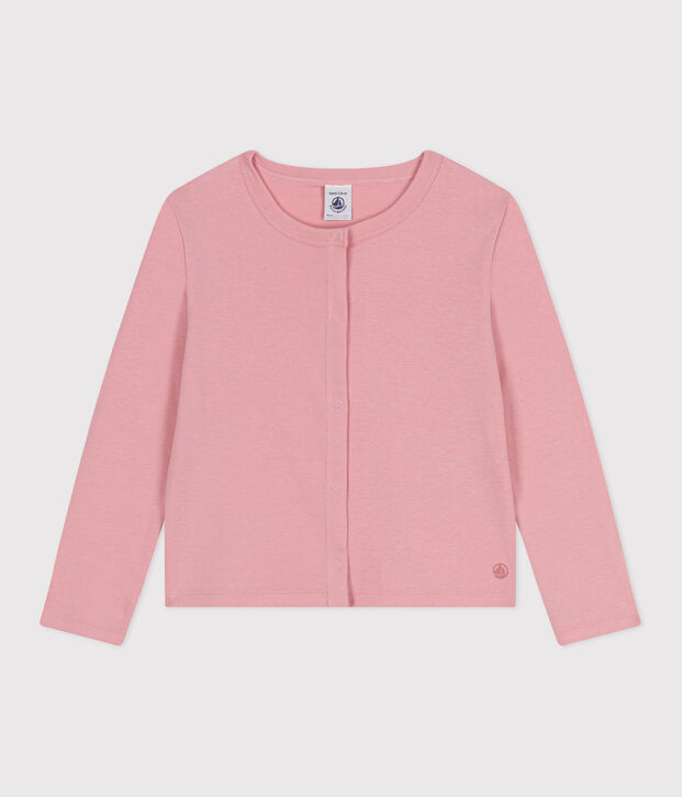 Children's plain cotton cardigan pink