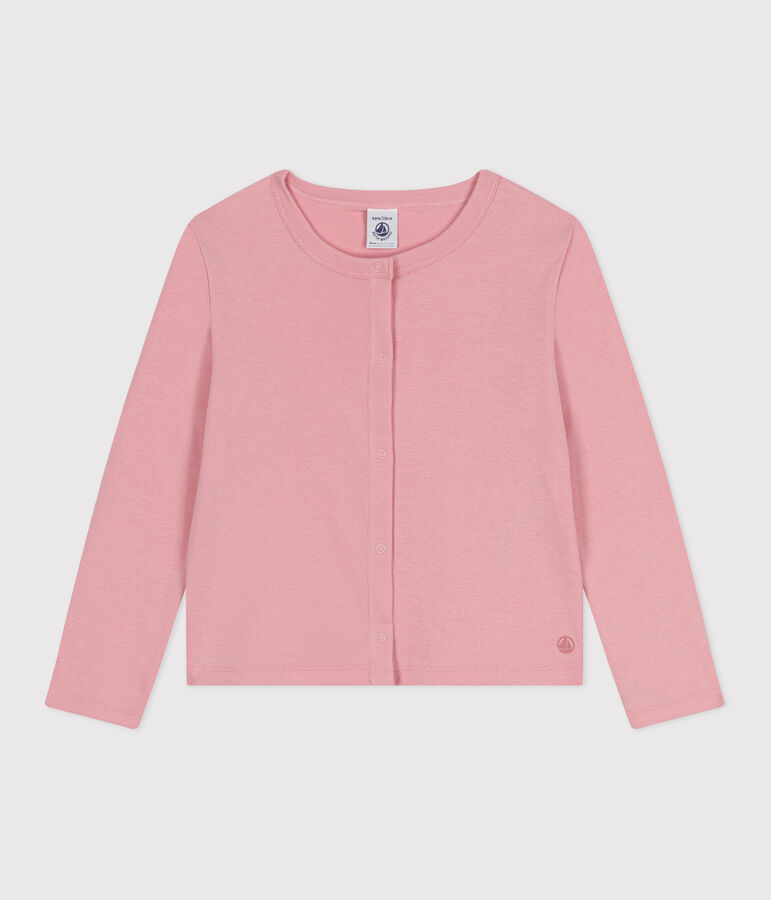 Children's plain cotton cardigan pink