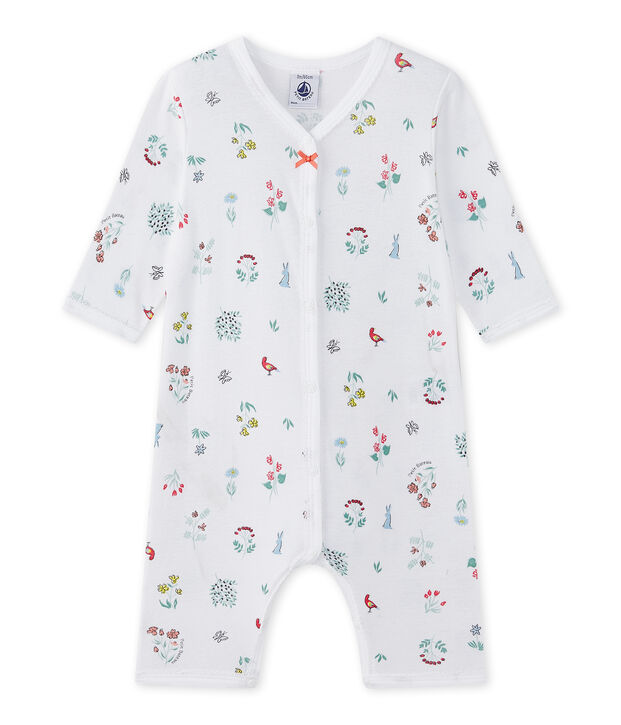 Baby girl's print footless sleepsuit white/multicolor