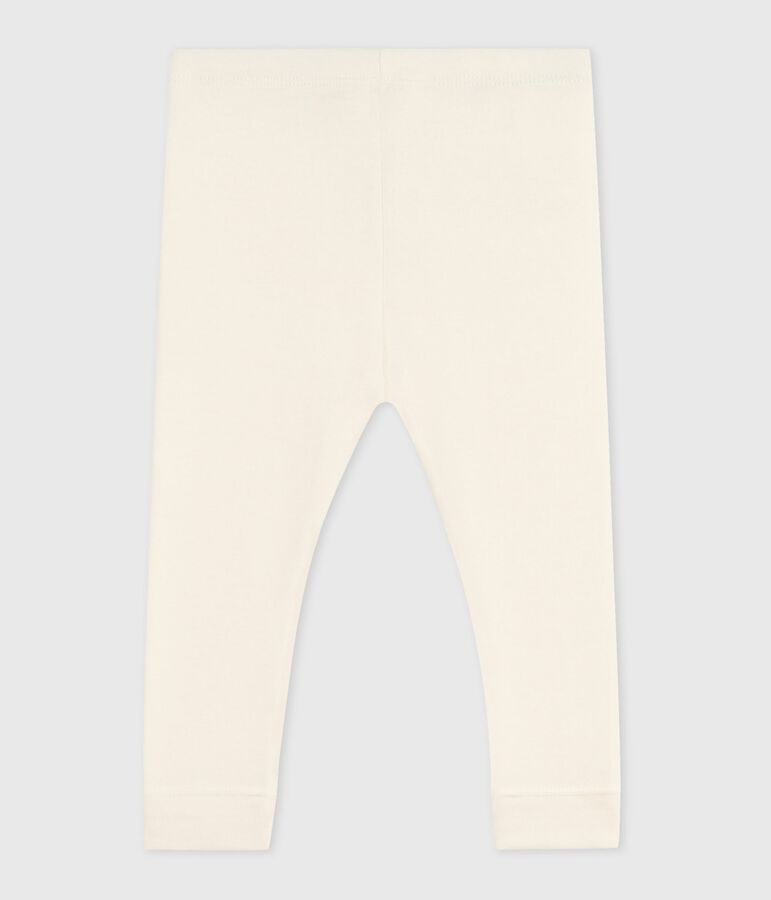 Babies' plain cotton leggings Ecru