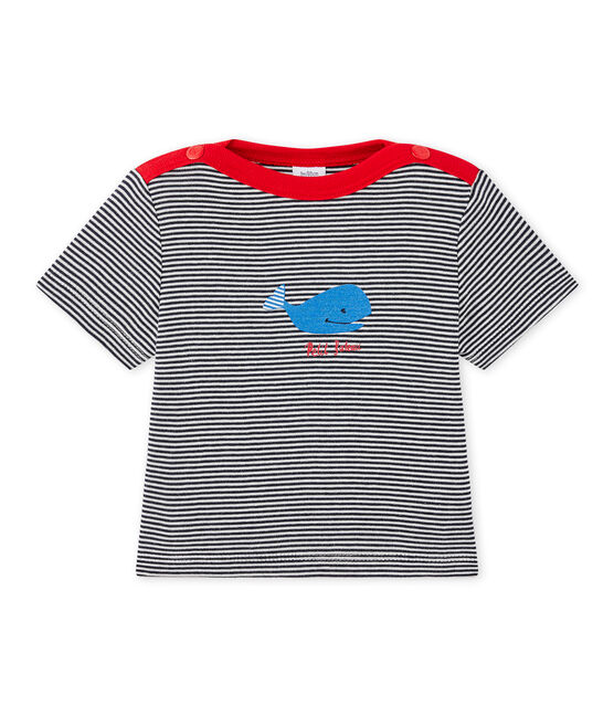 Baby boy's striped T-shirt SMOKING blue/LAIT white
