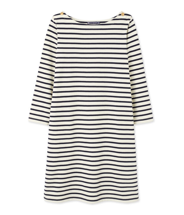 Robe marini&egrave;re femme en jersey lourd white/blue