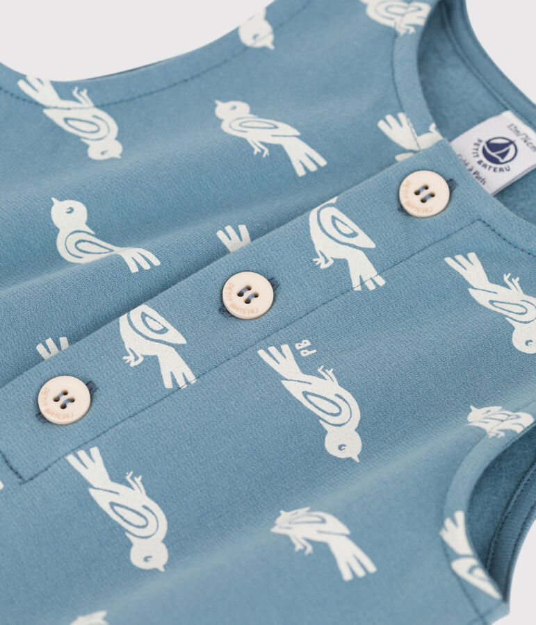 Babies' Patterned Fleece Jumpsuit blue/white