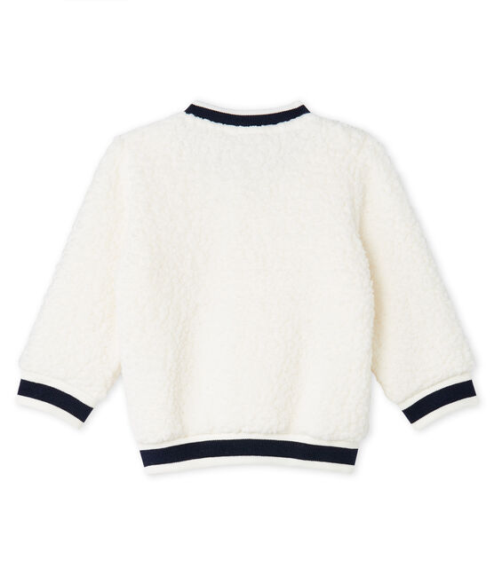 Unisex Babies' Cardigan in Sheepskin Sherpa MARSHMALLOW white