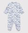 Babies' fleece onesie with a snowman print blue/multicolor